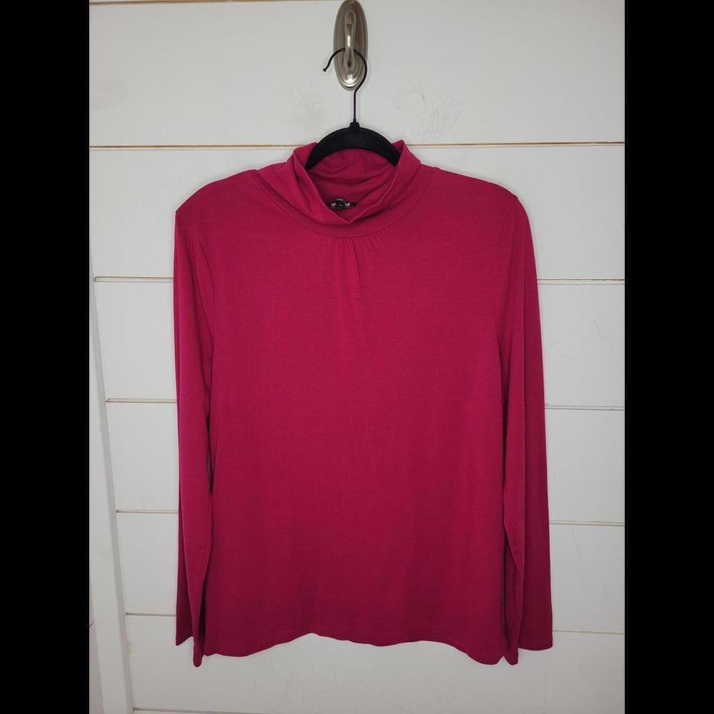 Talbots XL dark pink gathered neckline turtleneck